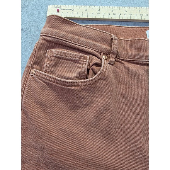 LOFT Kick Crop Jeans Terracotta Brown High Rise Raw Hem Flare Pants Womens 30/10 - Picture 7 of 16